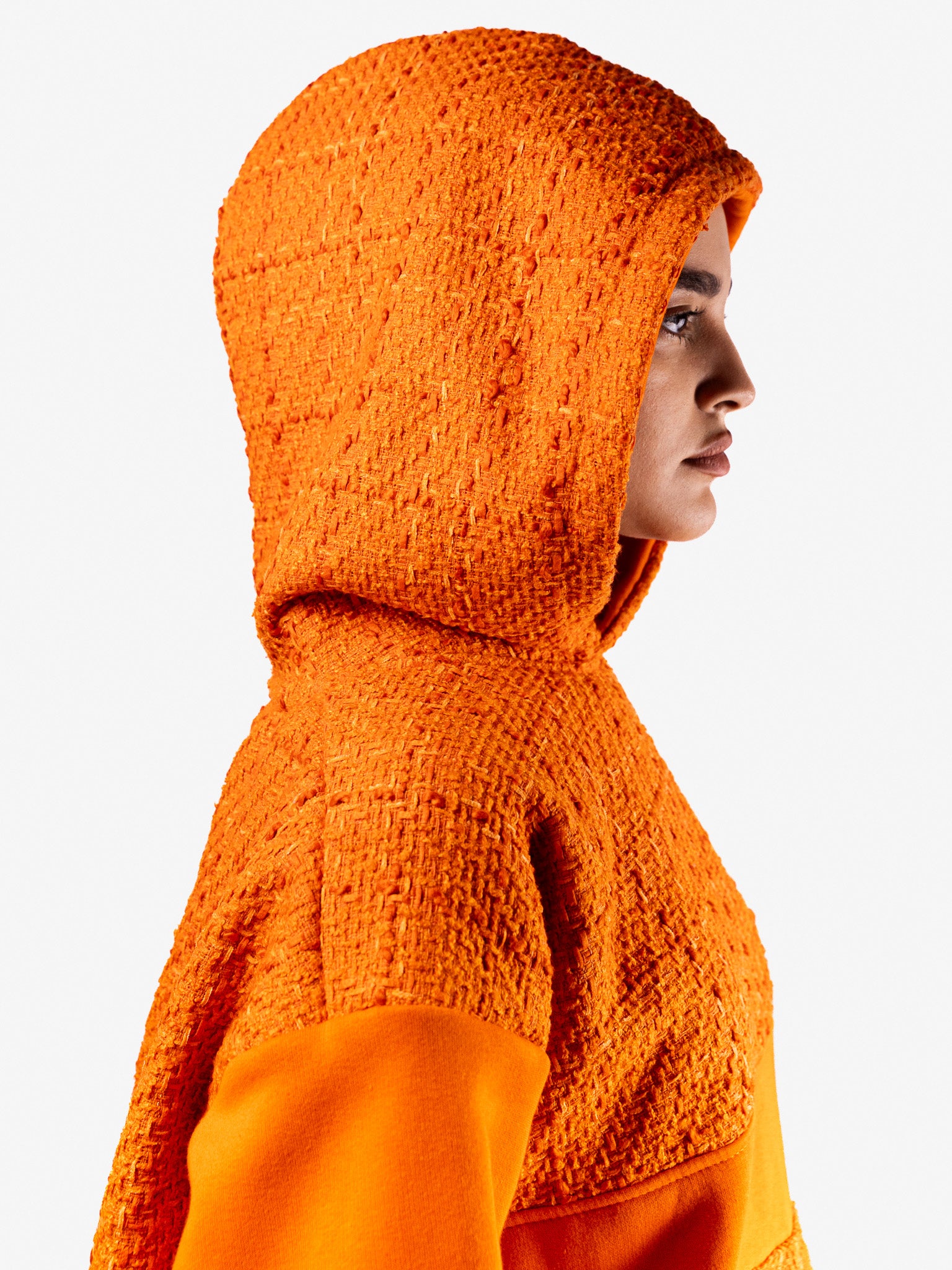 Schwarzer Tweed-Hoodie