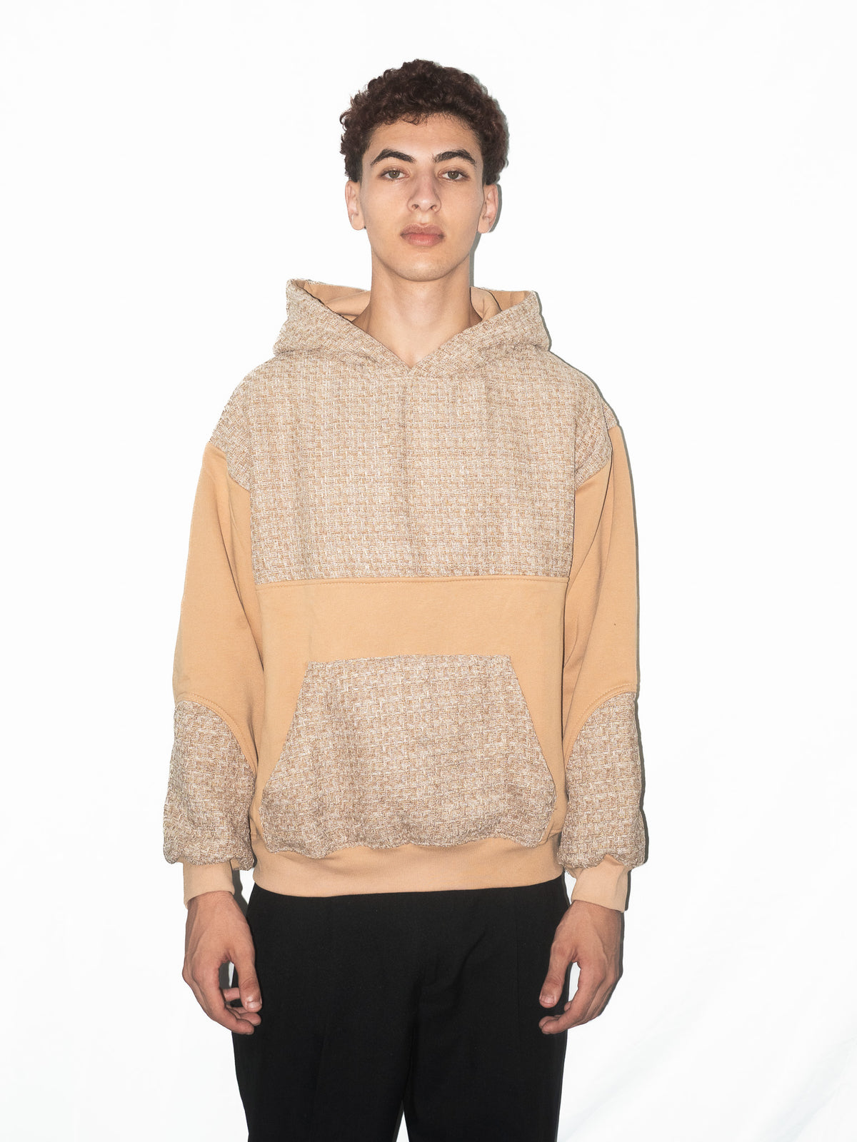 TWEED HOODIE BIEGE