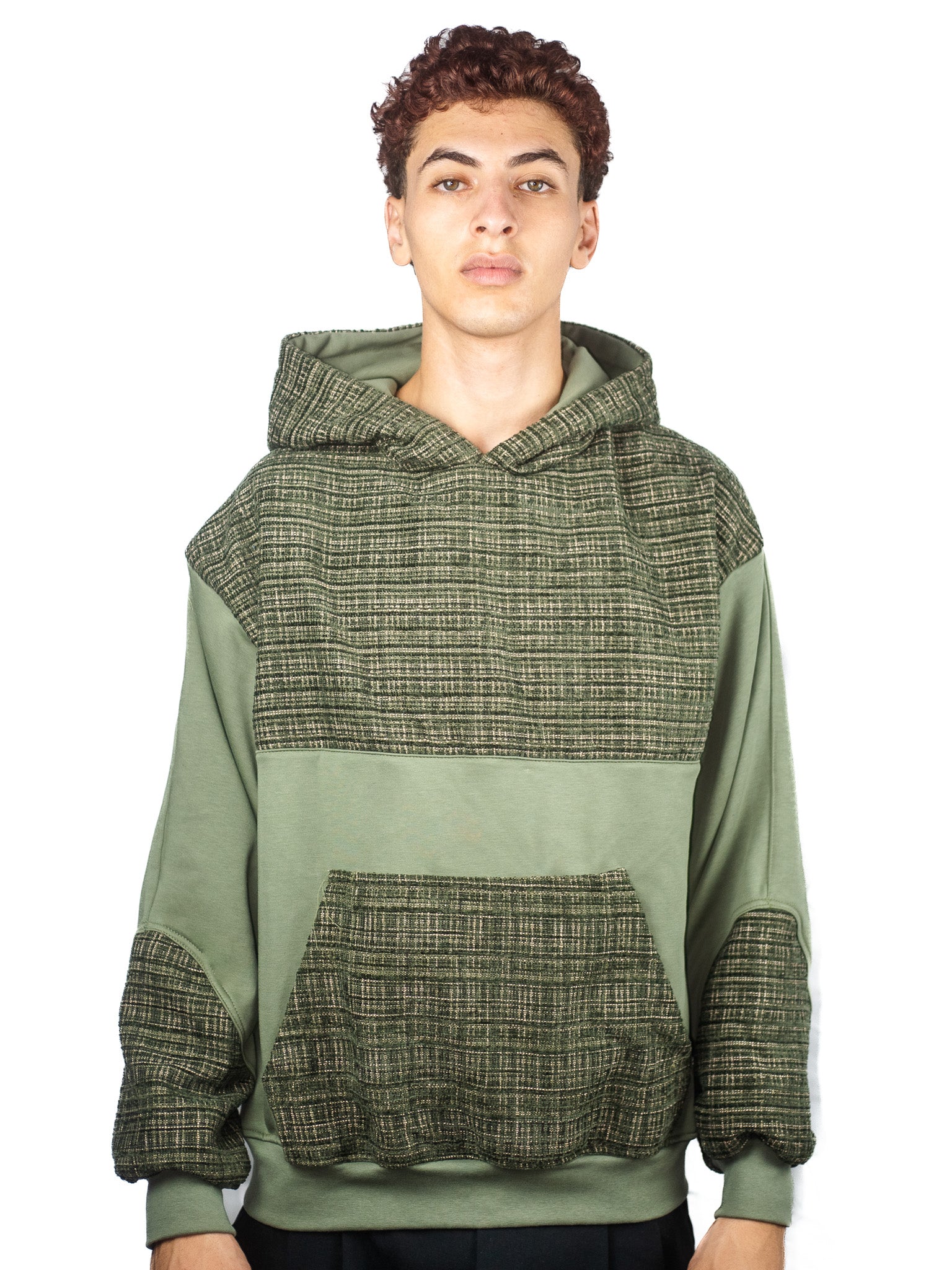 Schwarzer Tweed-Hoodie