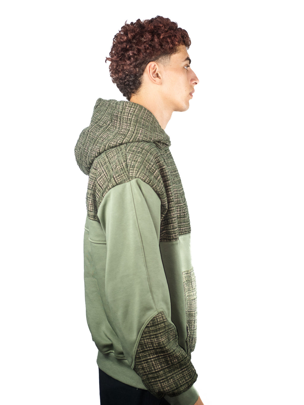 Schwarzer Tweed-Hoodie