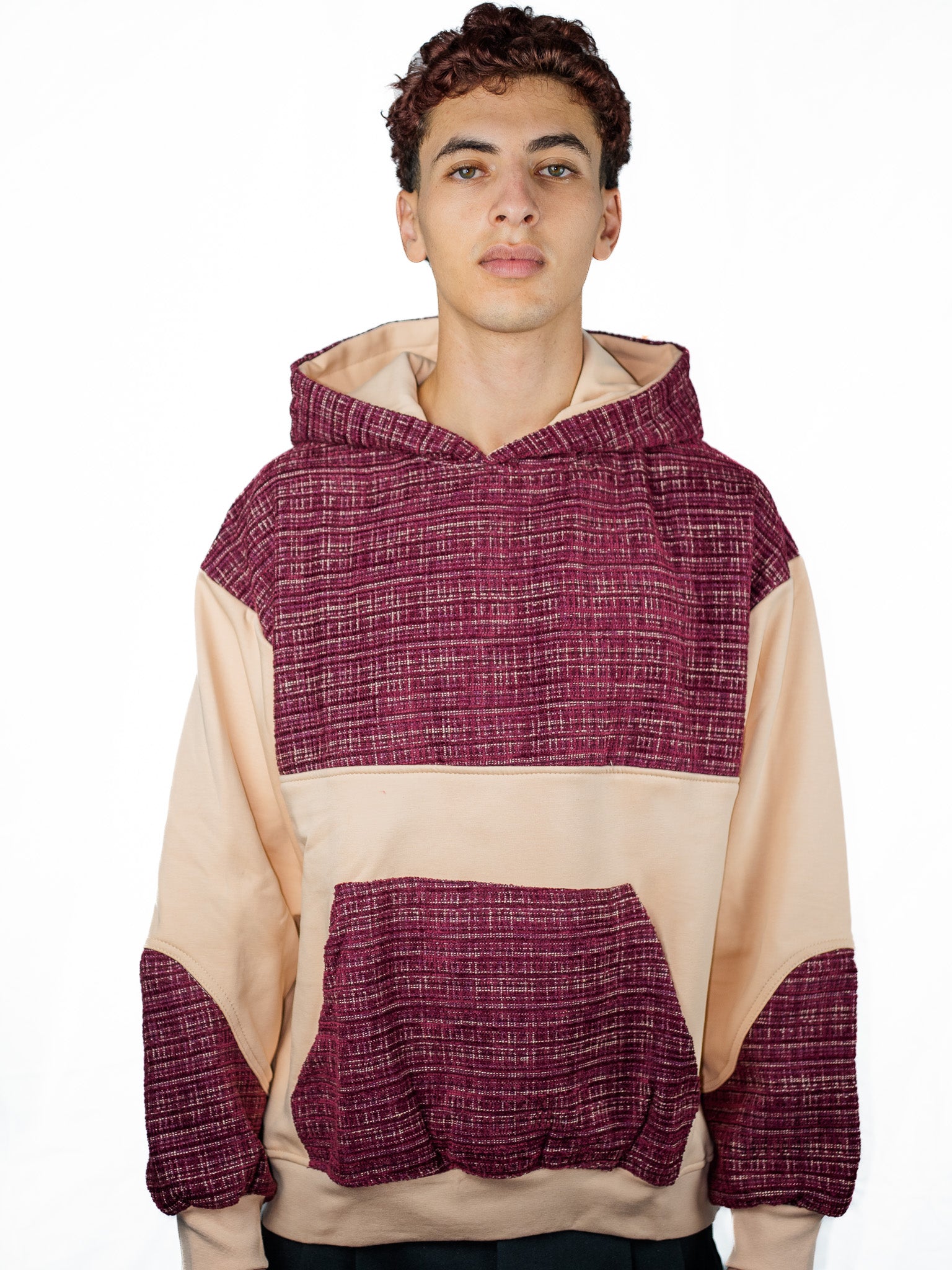 Schwarzer Tweed-Hoodie